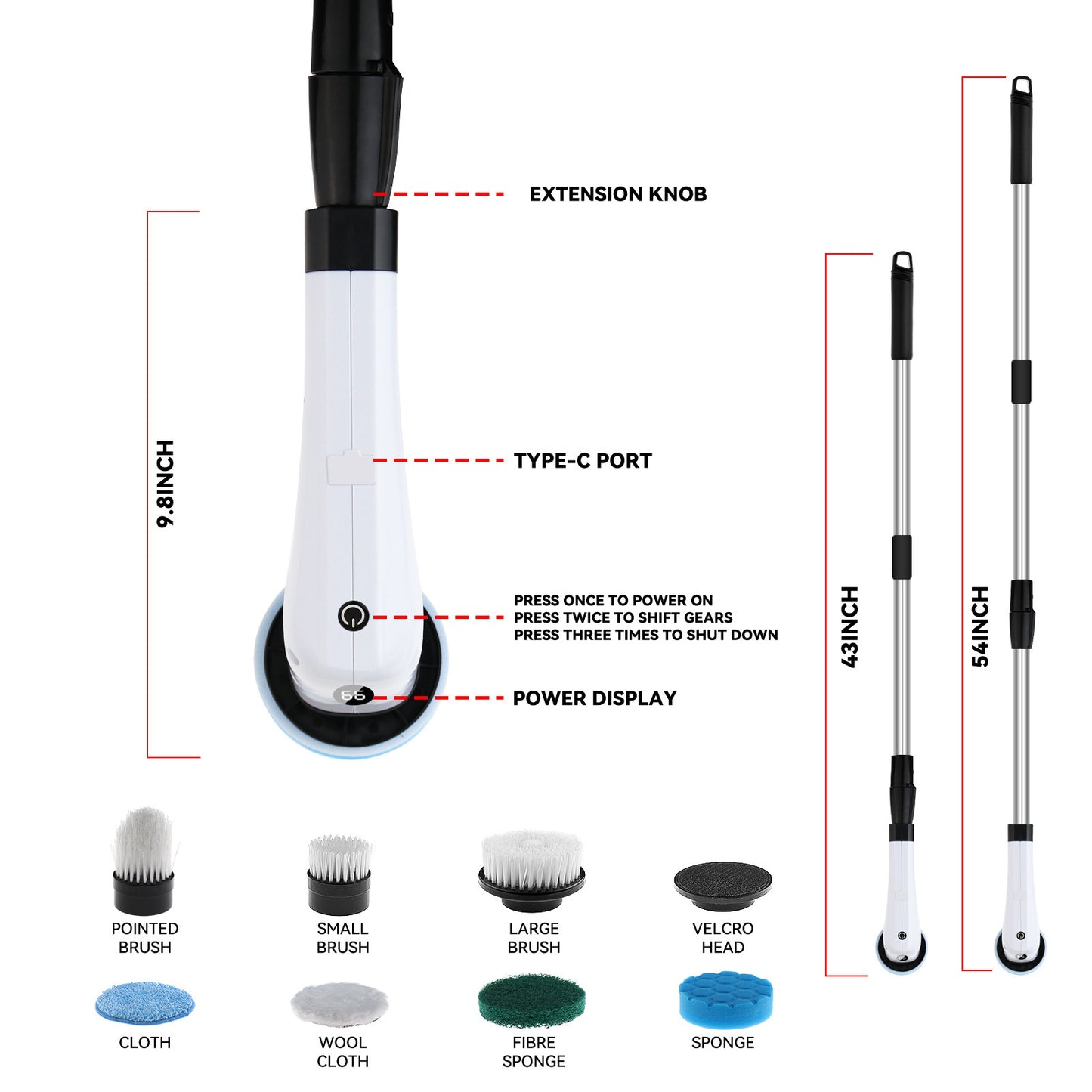 Electric Cleaning Brush, 7 in 1.