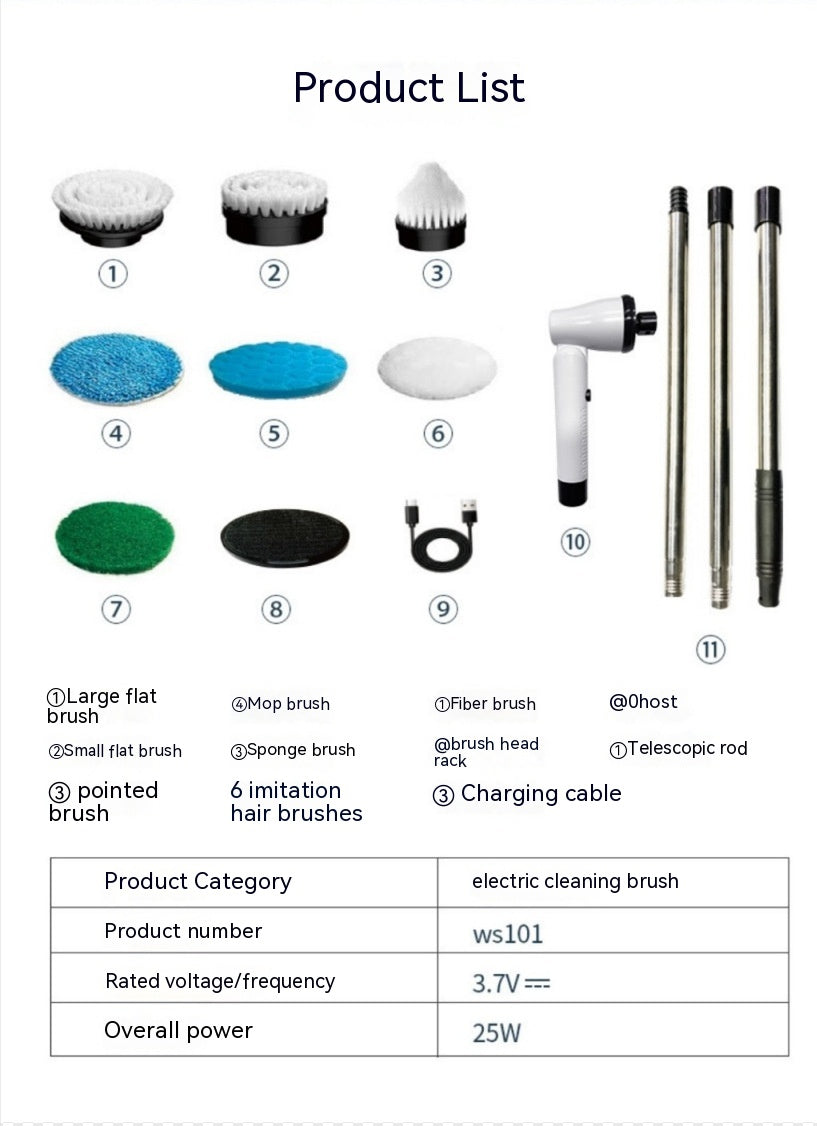 Electric Cleaning Brush, 7 in 1.