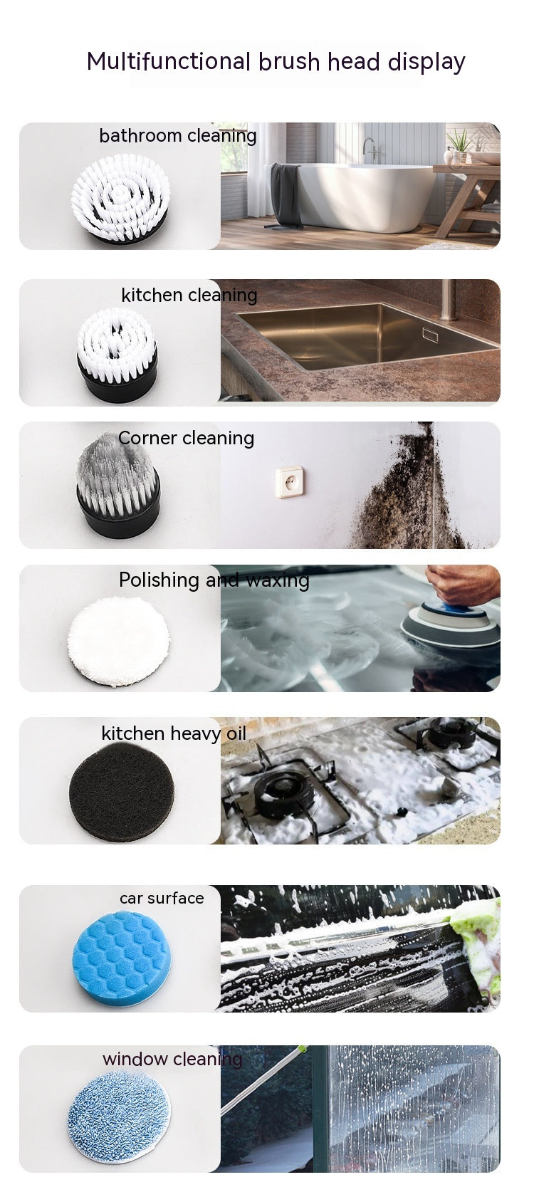 Electric Cleaning Brush, 7 in 1.